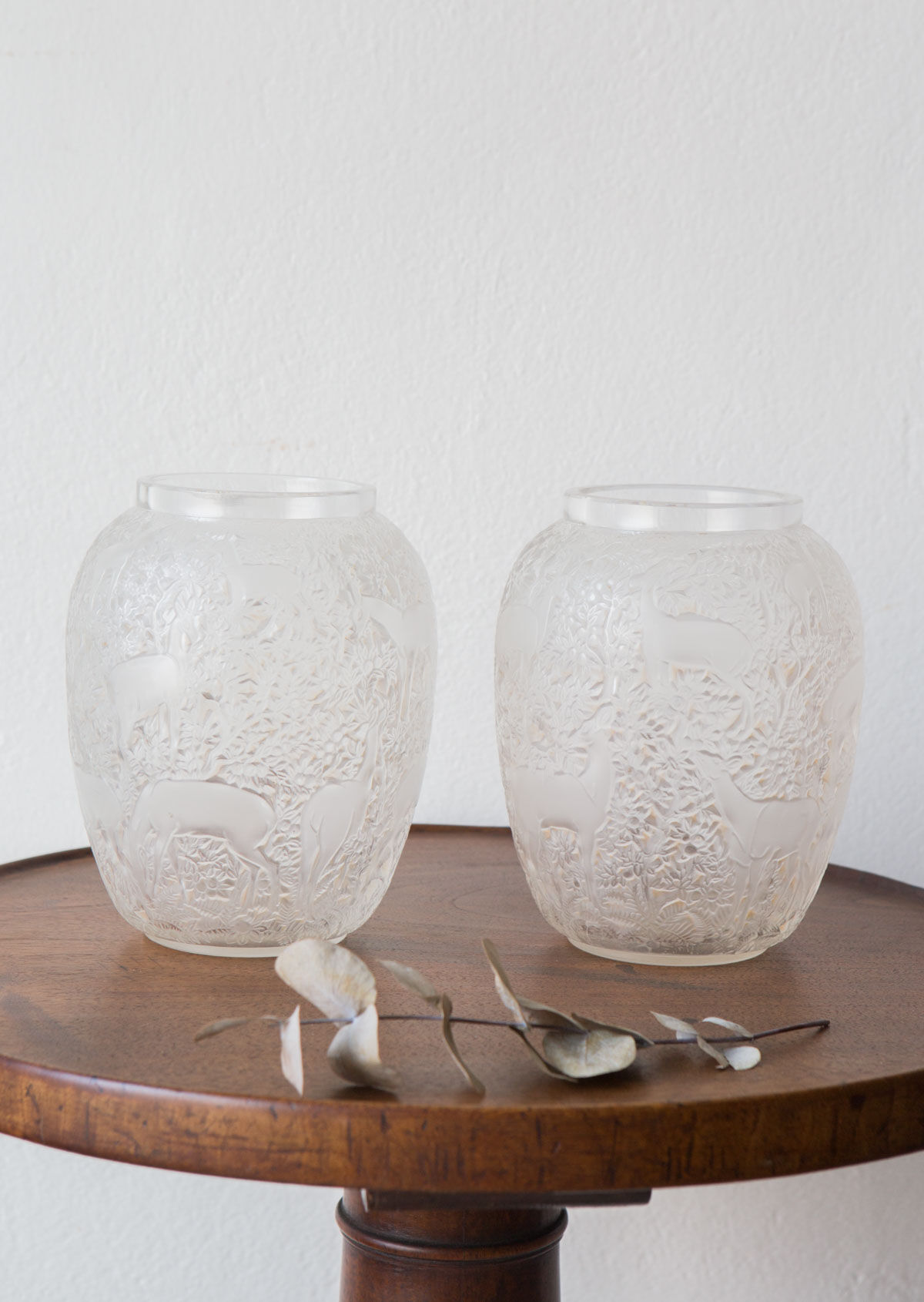 Paire vases modèle Biches Lalique