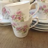 Set de 6 tasses à café anciennes porcelaine striée