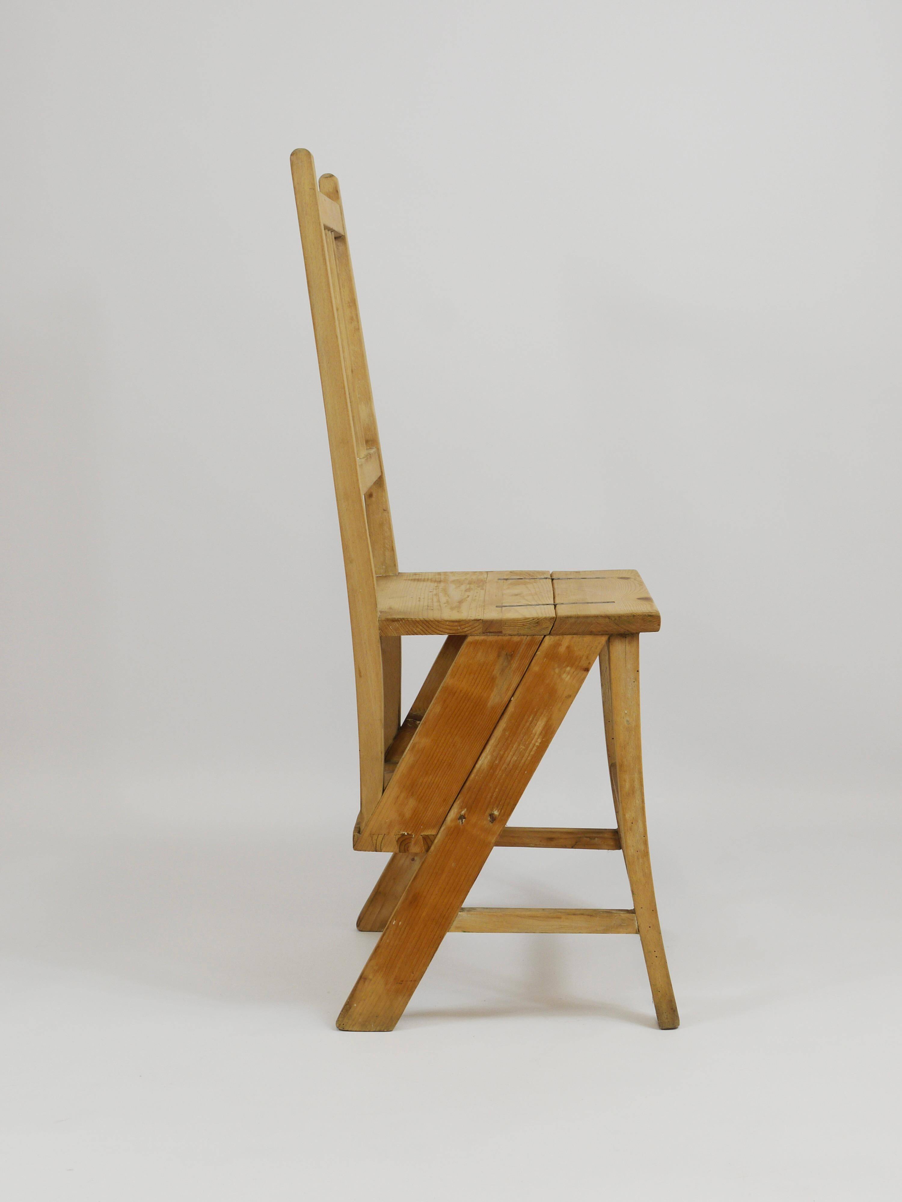 Folding metamorphic library ladder, Arts & Crafts, Vienna, 1900s