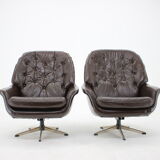 1970s Leatherette Swivel Lounge Chair