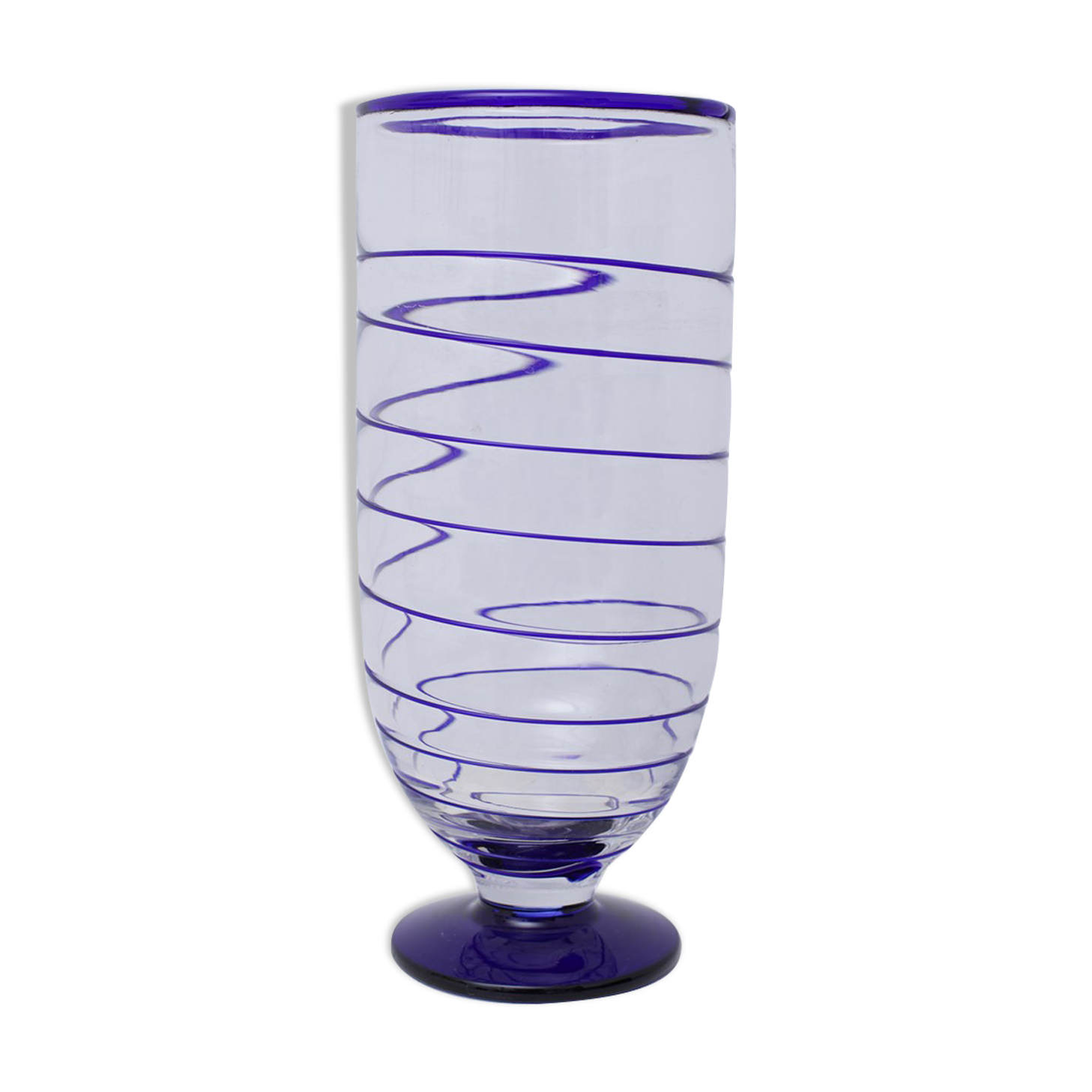 Transparent Murano glass vase and blue net