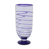 Vase en verre de Murano transparent et filet bleu