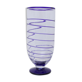 Vase en verre de Murano transparent et filet bleu