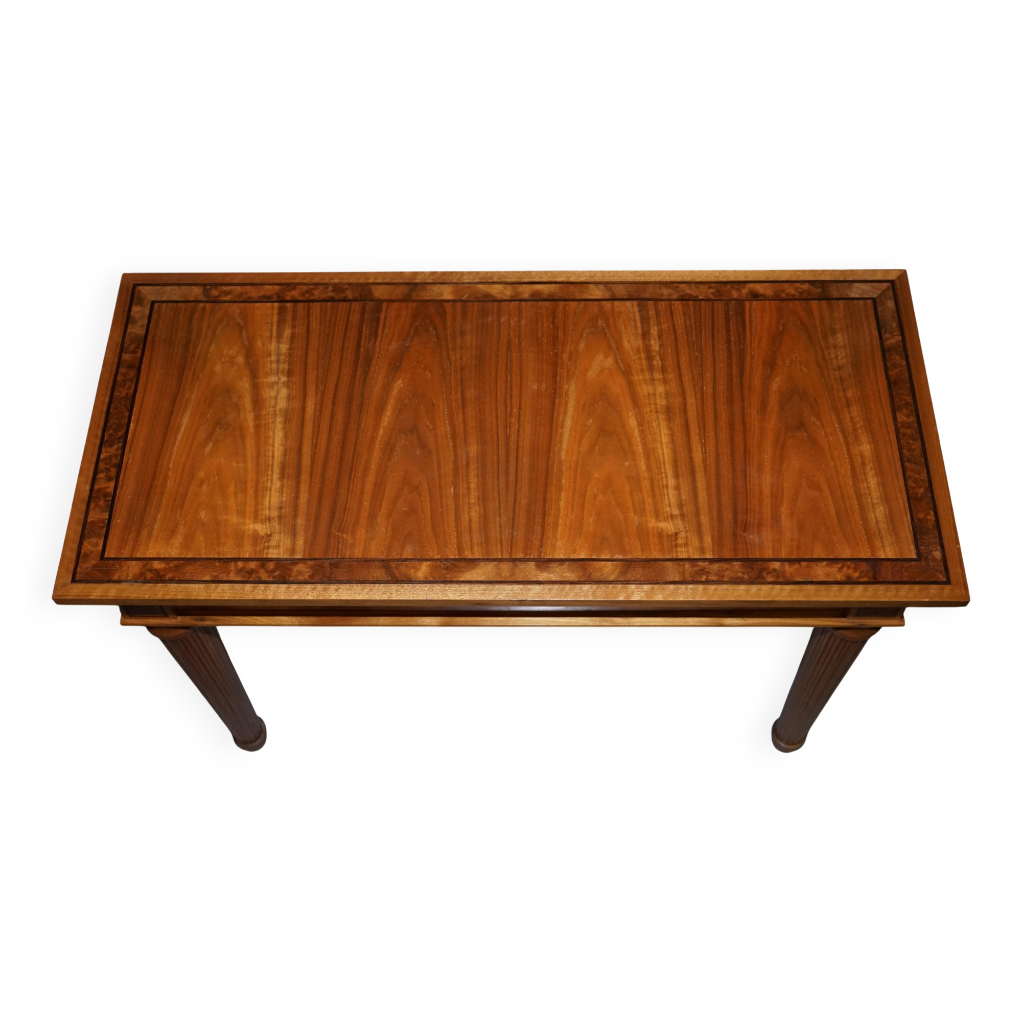 Pair of console tables David Linley 1993 walnut burr