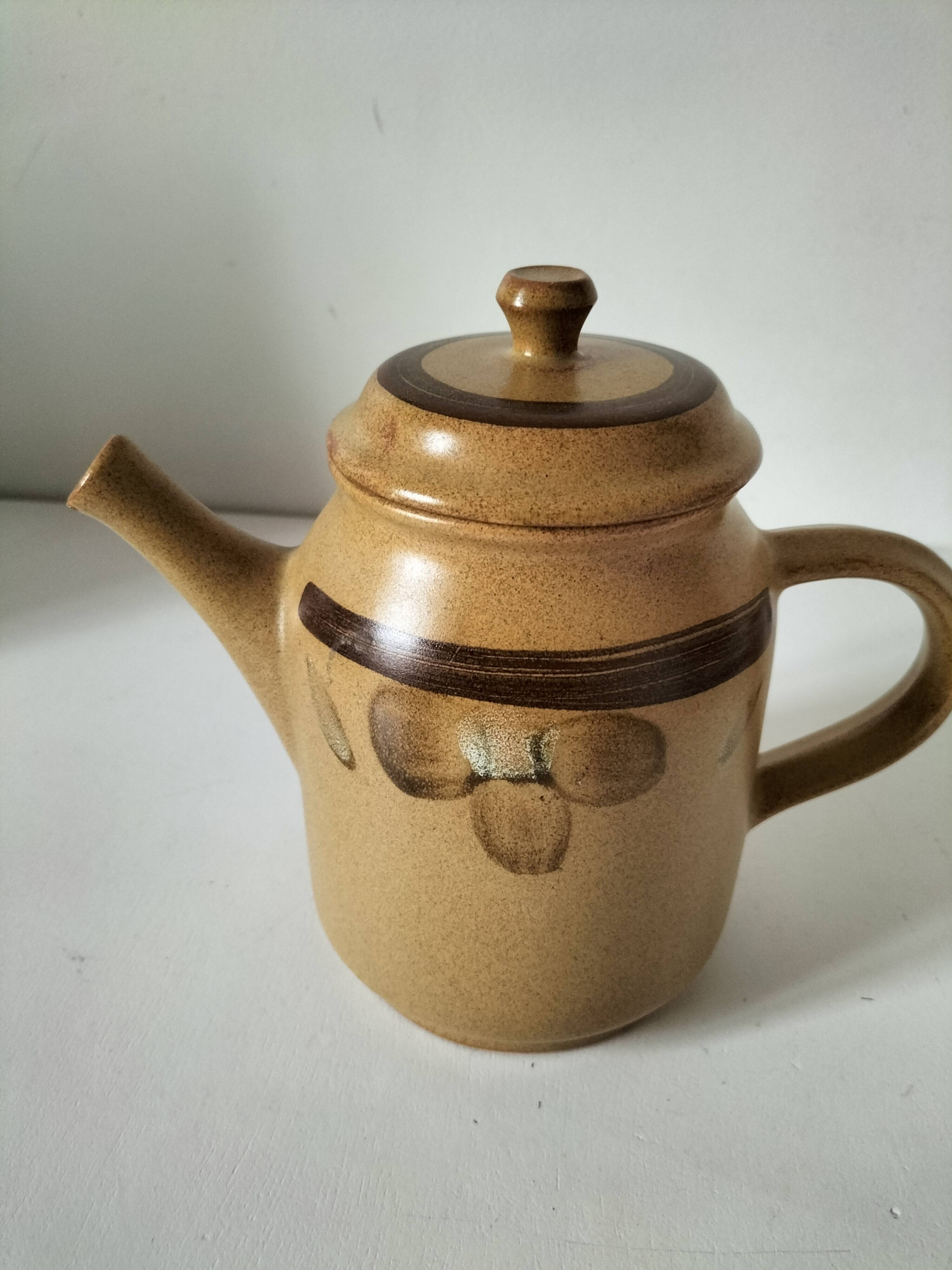 Stoneware coffee/tea pot from Sarreguemines, Lorraine, 70s.