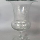 Pair of large antique Medici-shaped vases in engraved blown glass C412