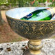 Ornate Floral Pedestal Champagne Cooler, brass ice bucket