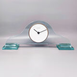 1970s table clock by omodomo in crystal. made in italy