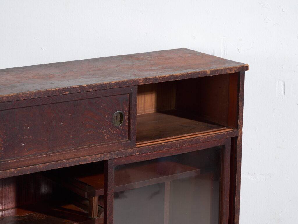 Antique Japanese display cabinet with sliding glass doors – Taishō–Shōwa period (circa 1920–1950)