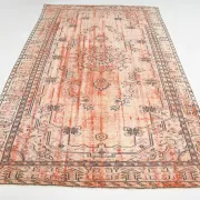 Terracotta & Red Vintage Persian Rug, Turkish Handmade Wool Rustic Carpet