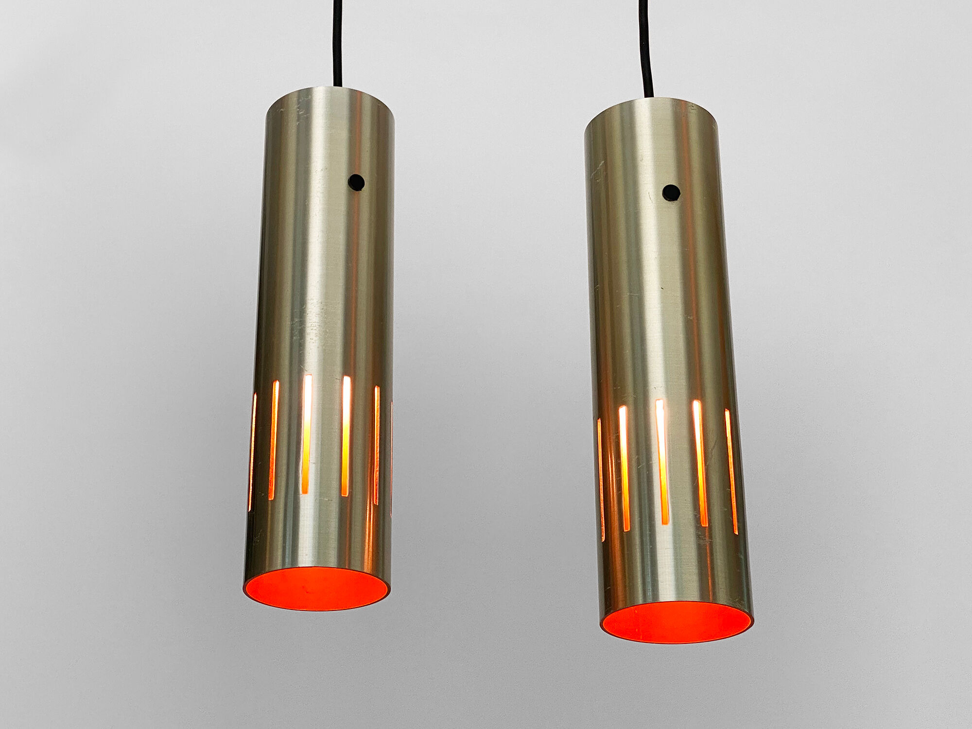 Pair of pendant lights "Trombone" by Jo Hammerborg for Fog & Mørup. Denmark 1960s
