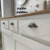 Meuble de métier enfilade patine blanche