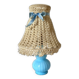Chatard blue opaline bedside lamp, hook lampshade