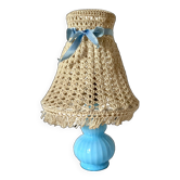 Chatard blue opaline bedside lamp, hook lampshade