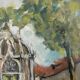 Ancien peinture tableau huile toile faraoni mariage eglise marié village