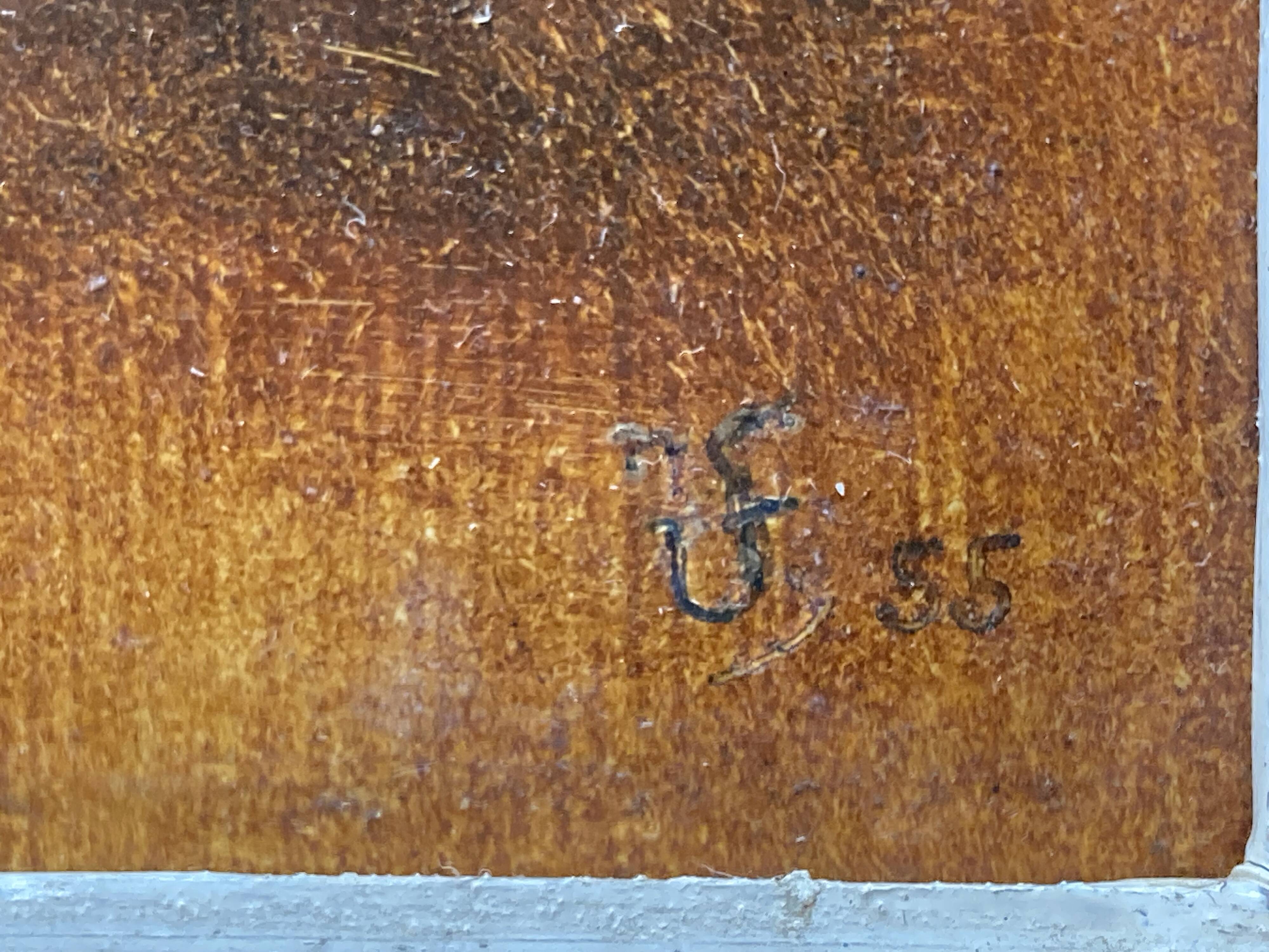 Oil on hardboard, signed still life, 1955