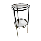 Chrome and smoked glass side table