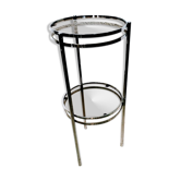 Chrome and smoked glass side table