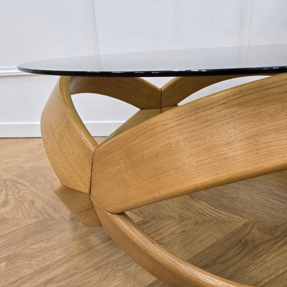 Vintage round wooden coffee table