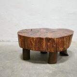 Vintage brutalist coffee table in solid wood