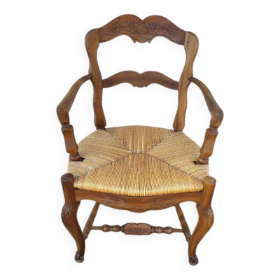 Fauteuil provencal paille en noyer