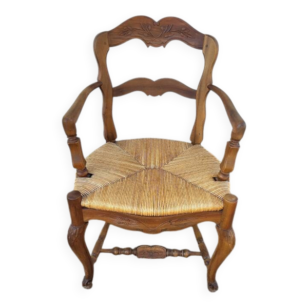 Fauteuil provencal paille en noyer