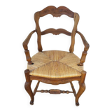 Provencal straw armchair in walnut