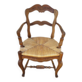 Provencal straw armchair in walnut