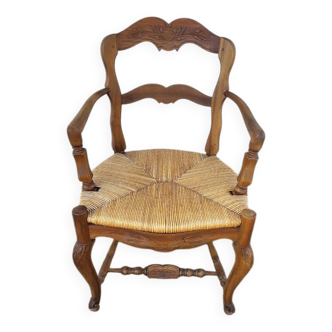 Fauteuil provencal paille en noyer