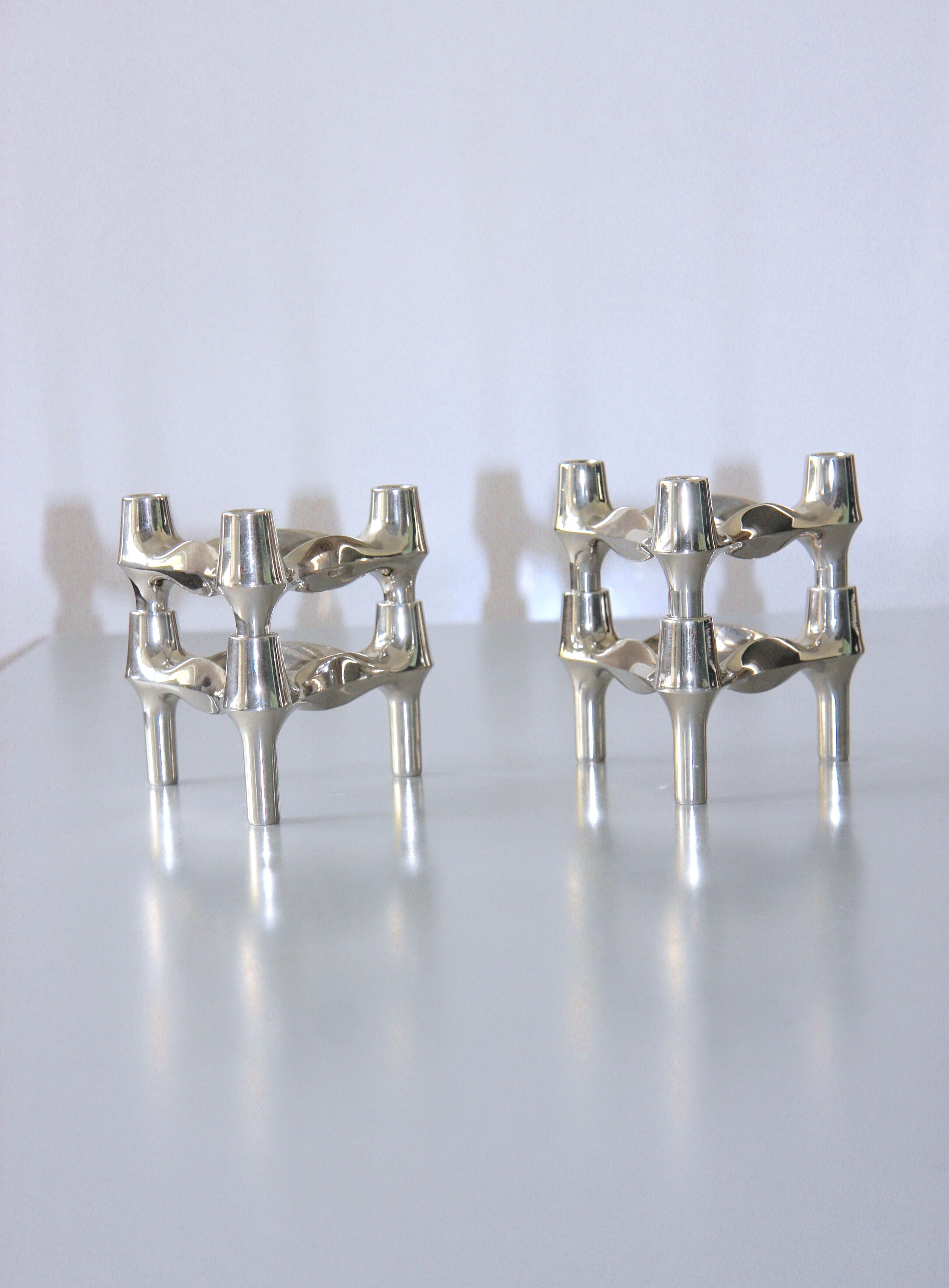 Set of 4 modular Nagel candlesticks from the 70s