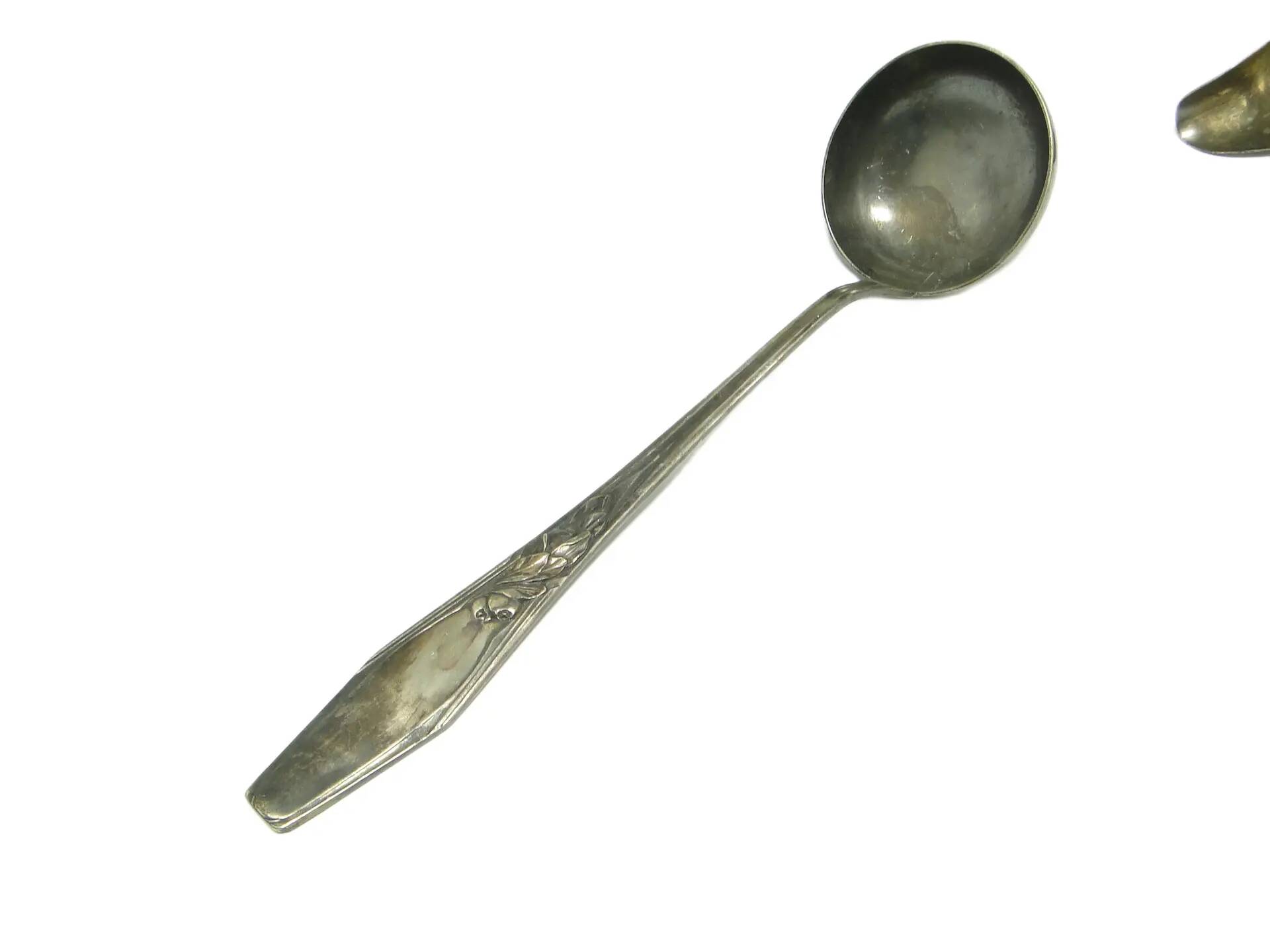 Borówka ladle, Art Nouveau / Art Deco, silver-plated brass, Norblin, Poland, 1920s.