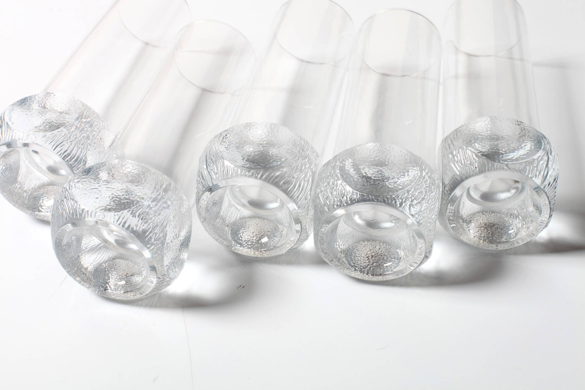Set of 5 Mid-century Clear Crystal Tumblers / Italy / 1980s
