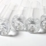 Set of 5 Mid-century Clear Crystal Tumblers / Italy / 1980s