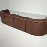 De Sede DS-11 modular sofa in original brown leather, 1970s.