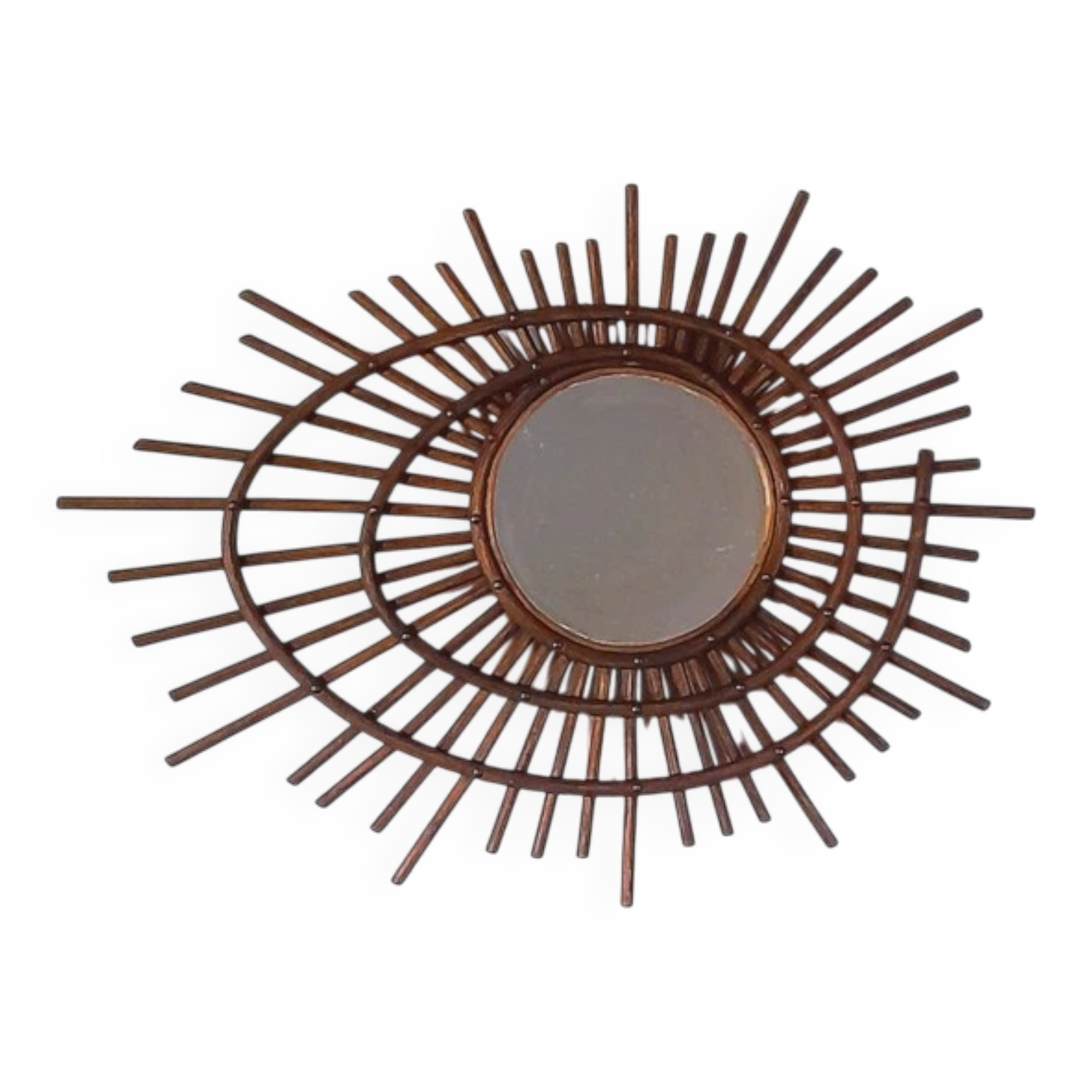 Miroir spirale en rotin 1960