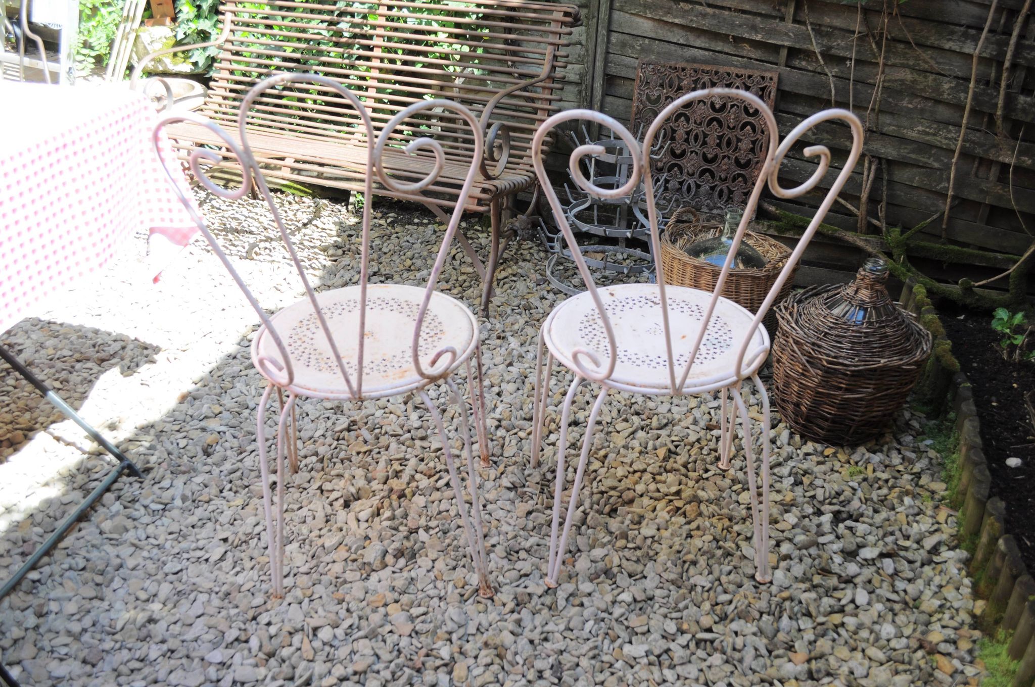 Paire de chaises de jardin Années 40-50 en métal blanc
