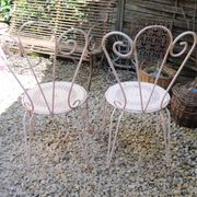 Paire de chaises de jardin Années 40-50 en métal blanc