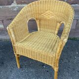 Vintage rattan gondola armchair 1980s