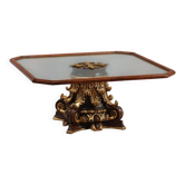 Table basse ancienne en verre et bois, Italie, XXe siècle
