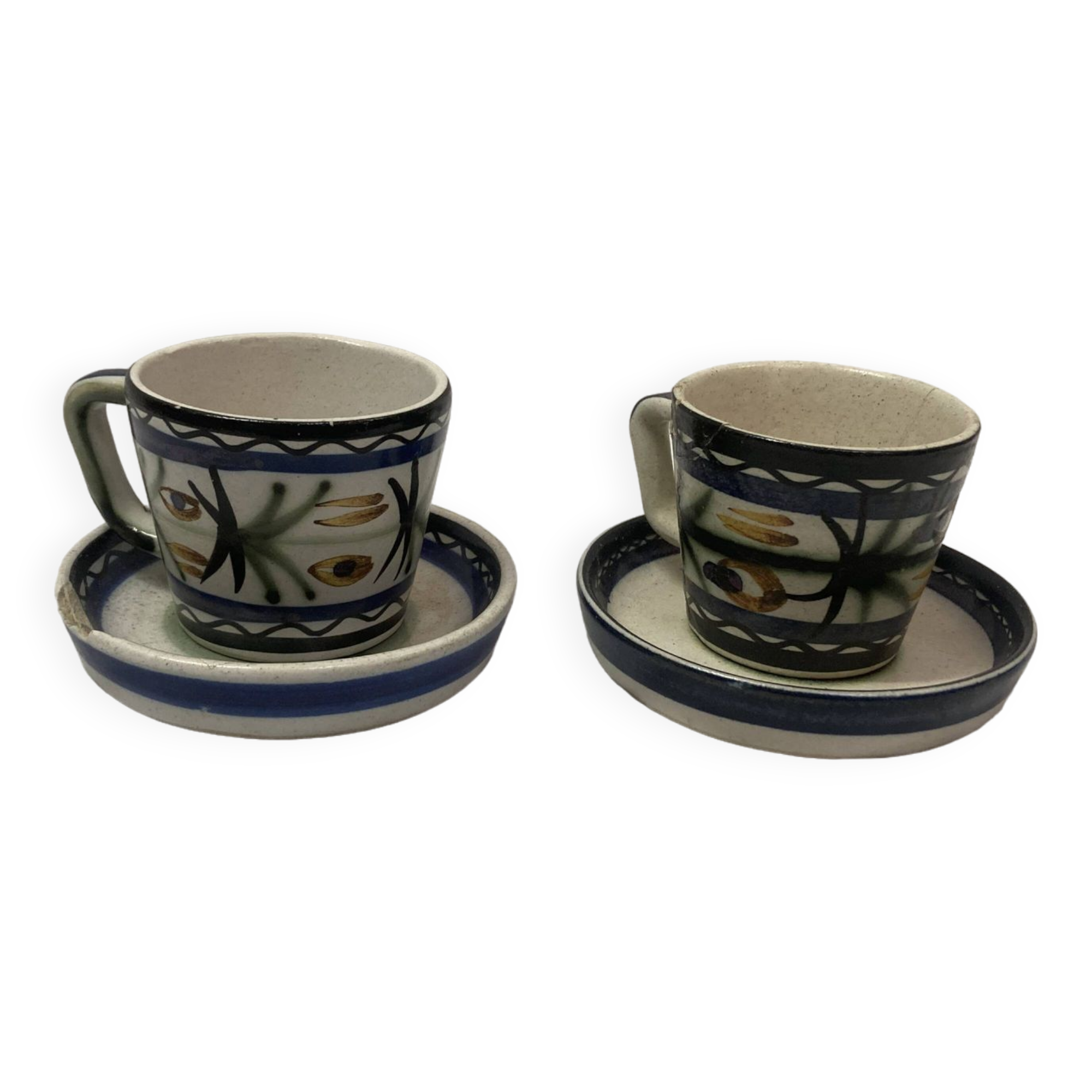 Ceramic cups keraluc quimper 1970