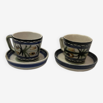 Ceramic cups keraluc quimper 1970