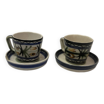 Ceramic cups keraluc quimper 1970
