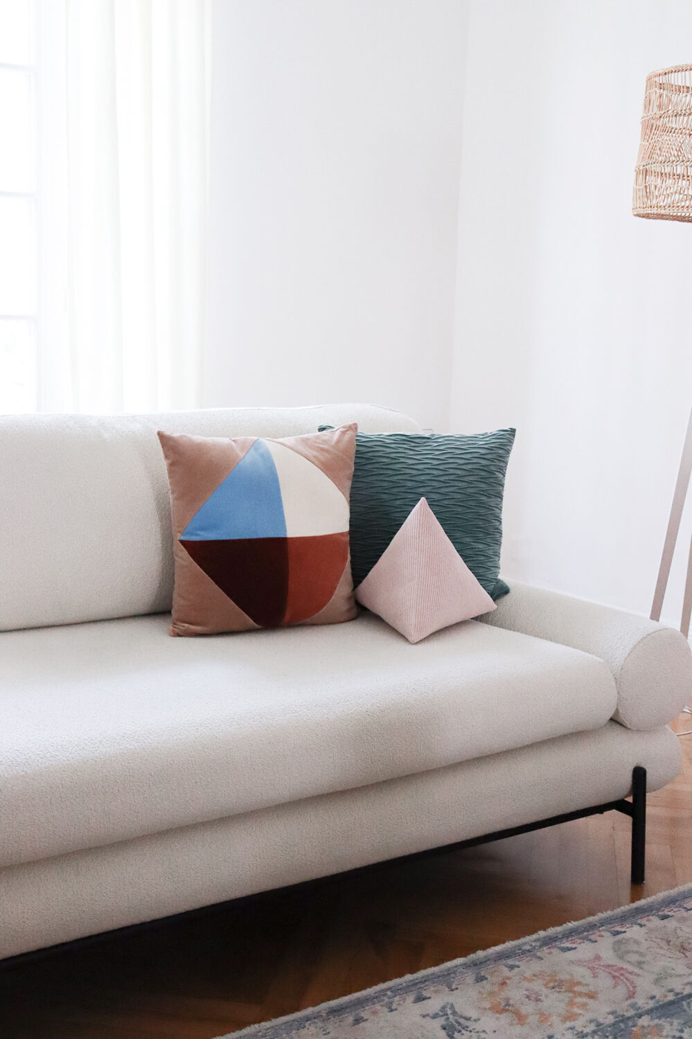 Powder pink berlingot cushion