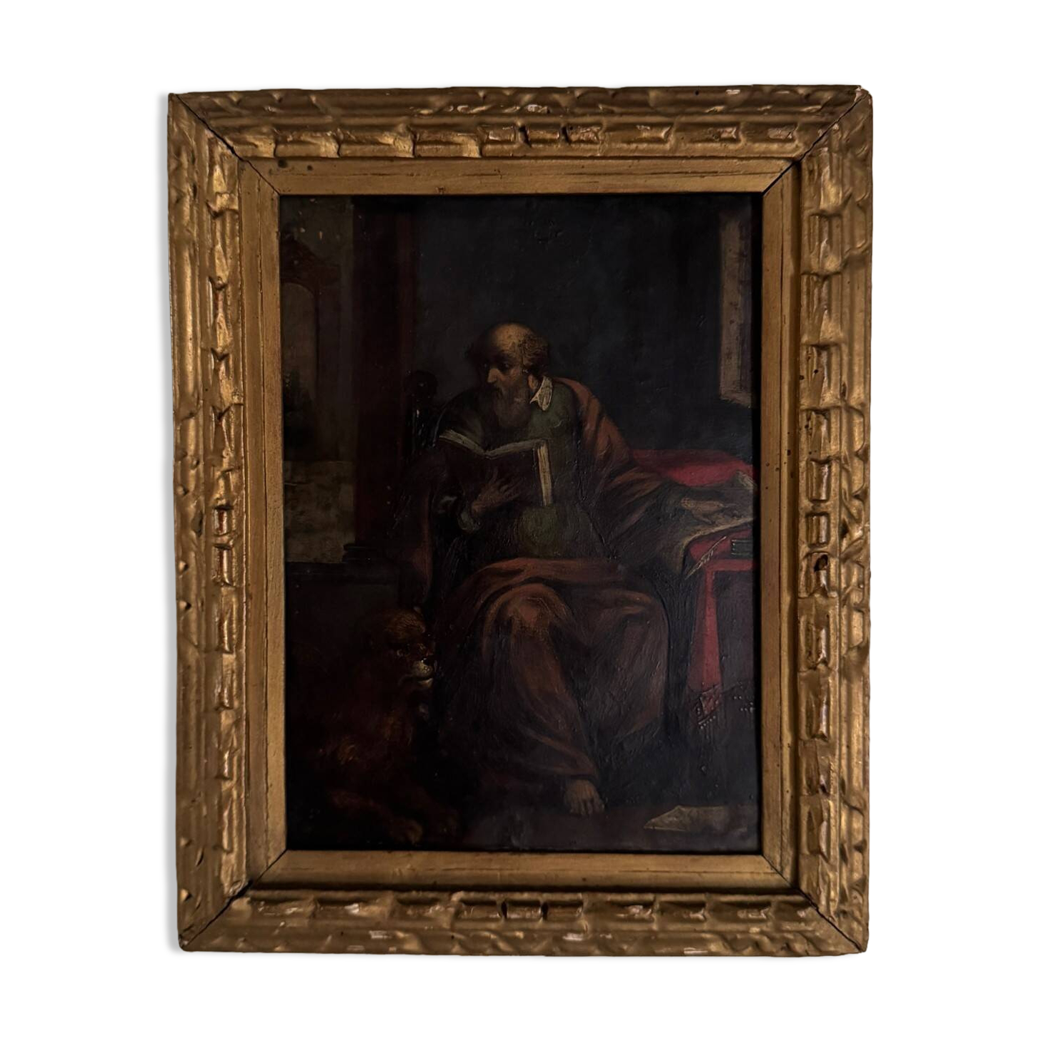 17th century oil on copper depicting Saint Jerome