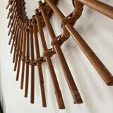 Large vintage rattan sun mirror