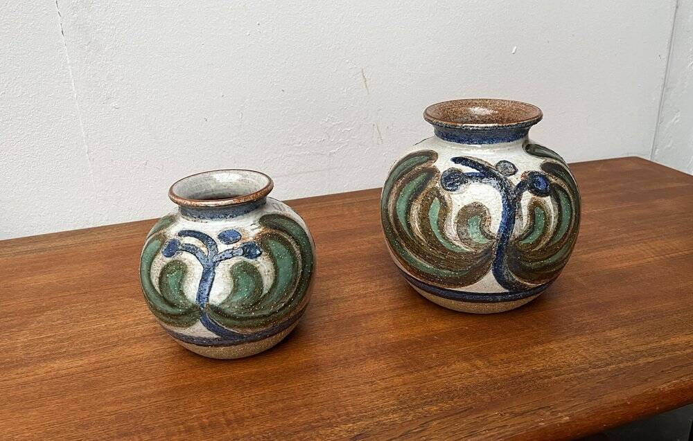 Cactus series round vases in ceramic from the mid-century modern Danish studio Søholm, 1960s, set of 2.