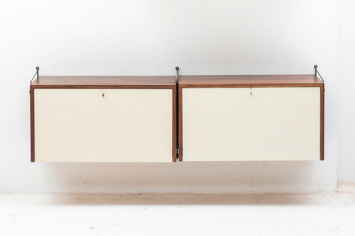 Floating 2-piece wall unit by Nisse Strinning for String, Sweden, 1950s