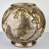 Art Nouveau monkey and plant vase E.Chapelle