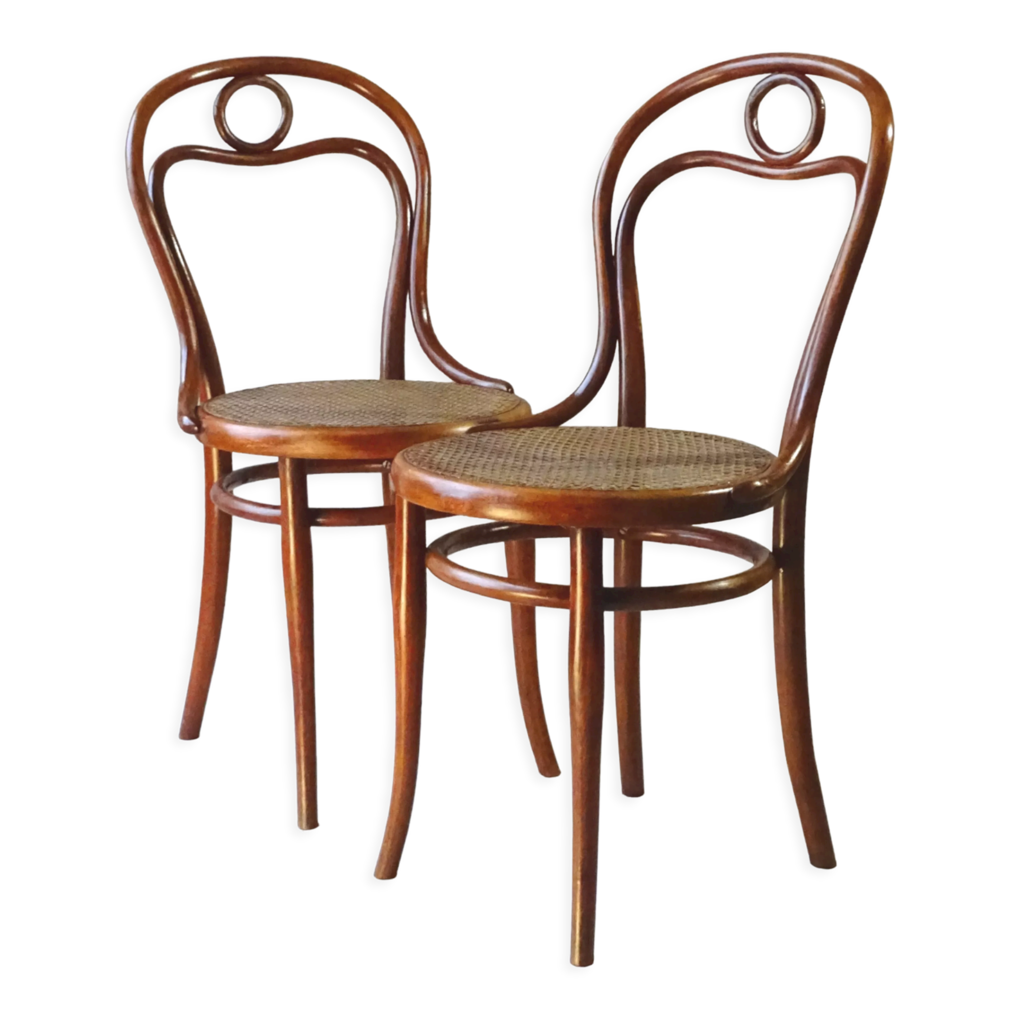 Set of 2 Thonet chairs N°31, 1885, antique cannages