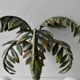Pair of bamboo and palm sconces in metal